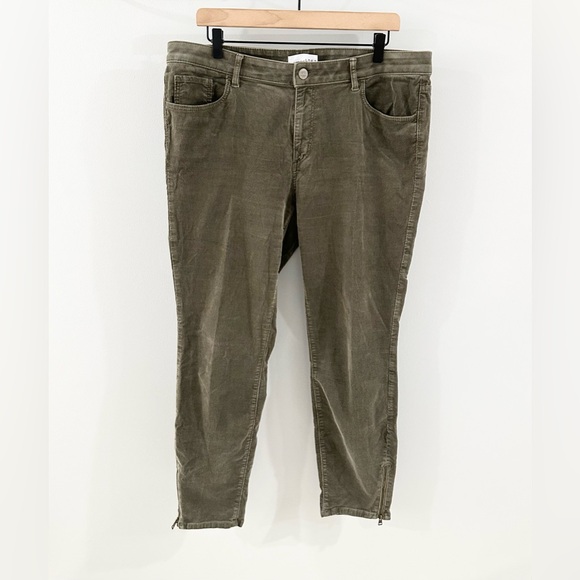 Loft Curvy Skinny Corduroy Ankle Zip Pants Olive Size 14 - Picture 2 of 6
